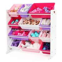 Kids' Toy Storage Organizer with 12 Plastic Bins