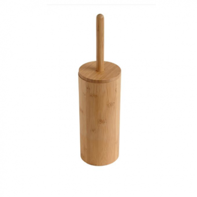 Bamboo Round Toilet Brush & Holder