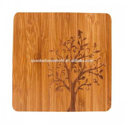 Bamboo Coasters with Tree Motif, Set of 4