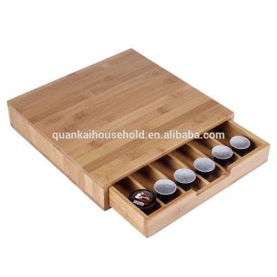 Eco-friendly 100% Solid Bamboo Coffee Capsule Organizer Storage Case