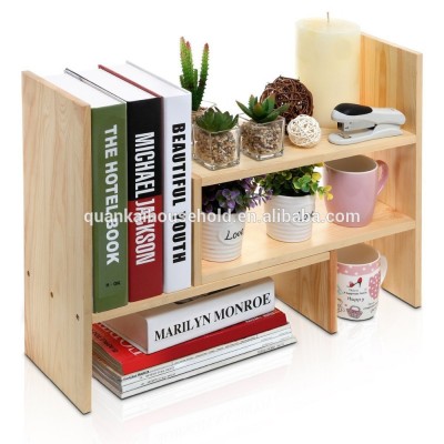 Bamboo Adjustable Desktop Storage Organizer Display Shelf Rack Counter Top Bookcase