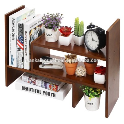 Bamboo Wood Adjustable Desktop Storage Organizer Display Shelf Rack Counter Top Bookcase