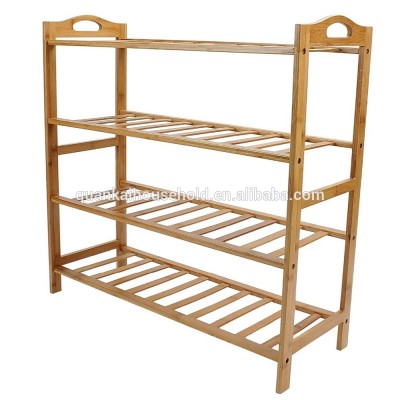 100% Pure Bamboo 4-Tier Shoe Rack Storage Organizer