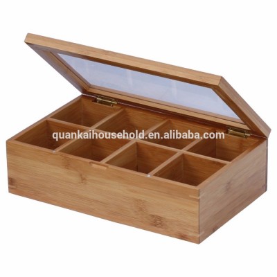 Bamboo Tea Box 8 Sections Compartments