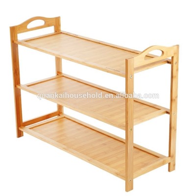 100% natural flat bamboo shoe rack 3/4-Tier