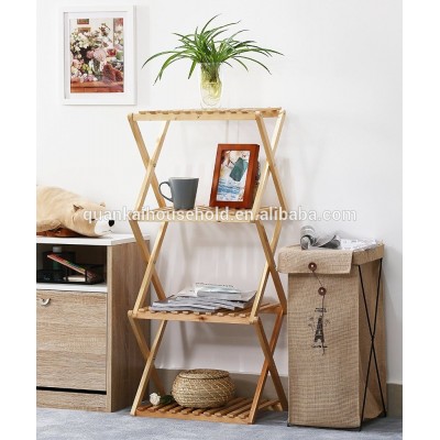 Bamboo Folding Standing Shelf Display Shelf with Four Shelves