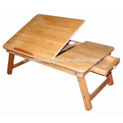 100% Bamboo Laptop Desk Breakfast Serving Bed Tray with Drawer