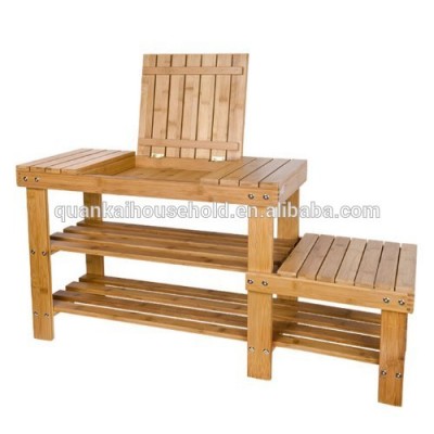 Bamboo Shoe Rack, Bench, Stool, Display Racks, Seat with Storage Draw On Top