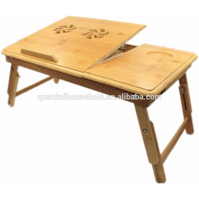 100% Bamboo Adjustable Folding Portable Laptop Desk /Table Stand Breakfast Serving Bed Tray