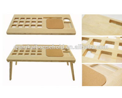 100% Bamboo Adjustable Laptop Desk/Table Breakfast Serving Bed Tray