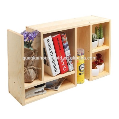 Bamboo Wood Adjustable Desktop Organizer Book Shelf Storage Rack