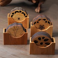 Bamboo Coasters tea mat  thickened tea tray heat insulation mat Zen cup mat bamboo creative tea set accessories